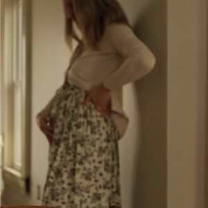 Christy Dawn Women's White Floral Midi Dress The Lincoln Drawstring Waist